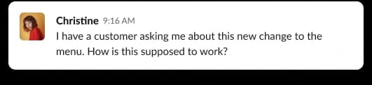 Slack conversation about new feature